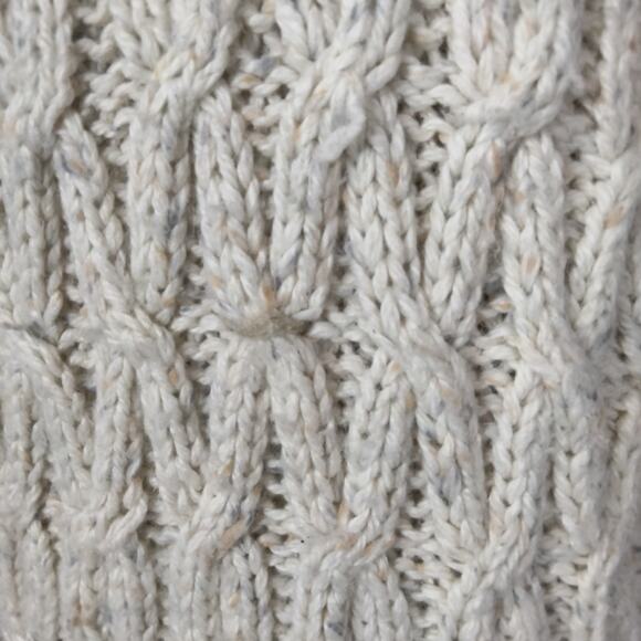 Limited Sz L Handknit Fisherman Chunky Cable Knit Sweater Angora Wool Blend - Picture 4 of 6